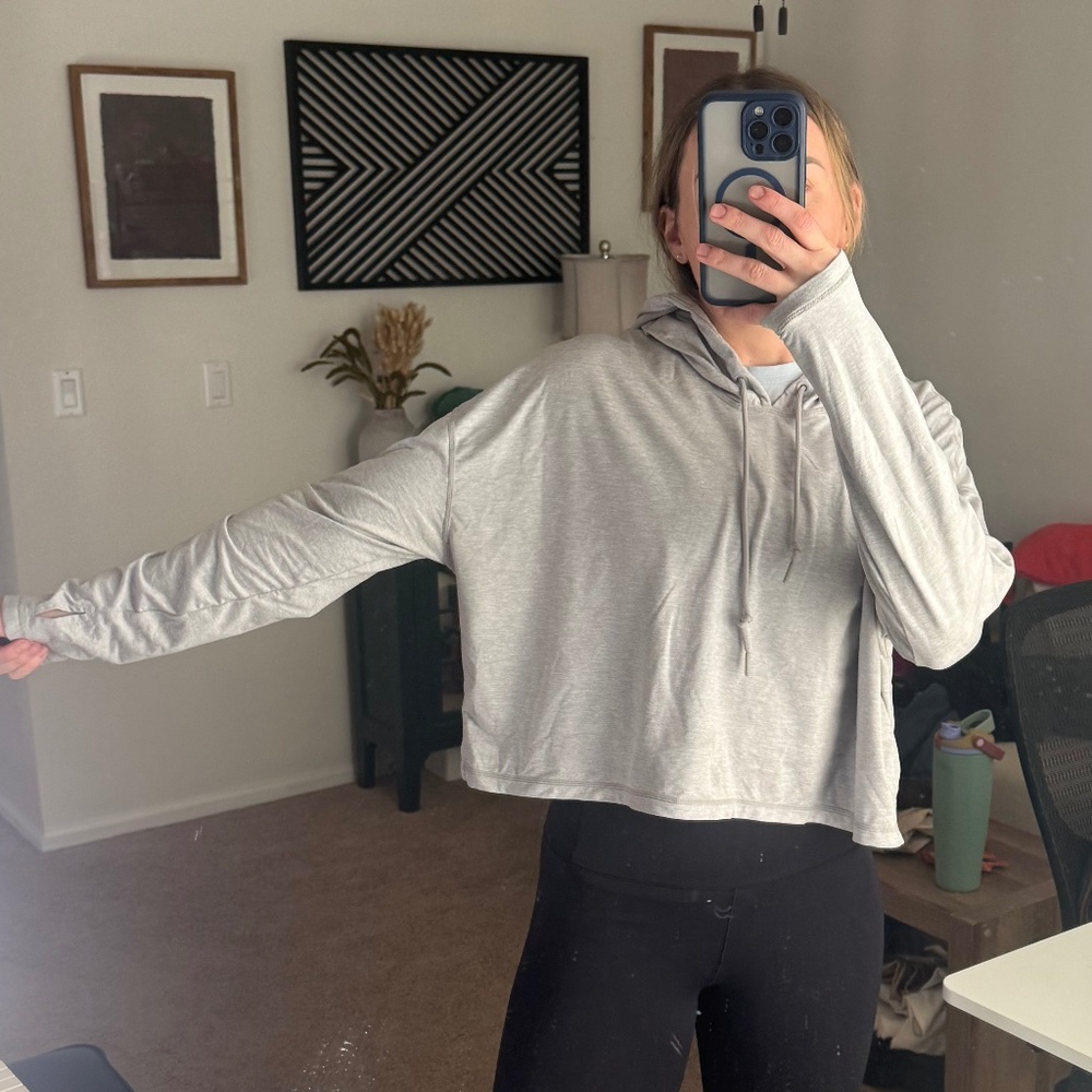 Athleta Gray Cropped Hoodie Size S